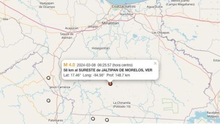 Sismo hoy 8 de marzo de 2024 en Jáltipan, Veracruz