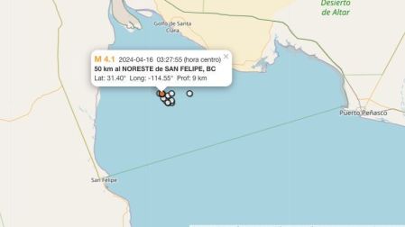 Sismo hoy 16 de abril de 2024 en San Felipe, Baja Calfornia