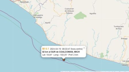 Temblor hoy 19 de abril de 2024 en Coalcomán, Michoacán