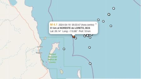 Tercer sismo hoy 19 de abril de 2024 en Loreto, Baja California Sur