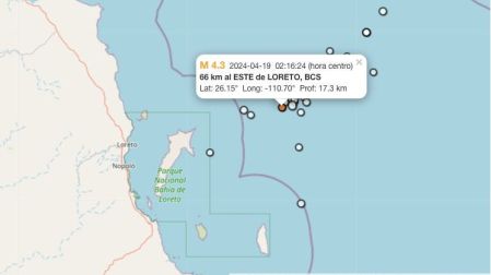 Segundo sismo hoy 19 de abril de 2024 en Loreto, Baja California Sur