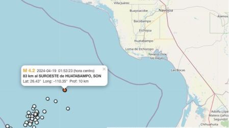 Sismo hoy 19 de abril de 2024 en Huatabampo, Sonora