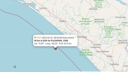 Sismo hoy 24 de abril de 2024 en Pijijiapan, Chiapas