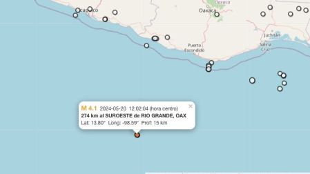 Sismo hoy 20 de mayo de 2024 en Río Grande, Oaxaca