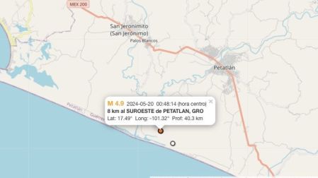 Sismo hoy 20 de mayo de 2024 en Petatlán, Guerrero