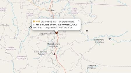 Temblor hoy 13 de junio de 2024 en Matías Romero, Oaxaca