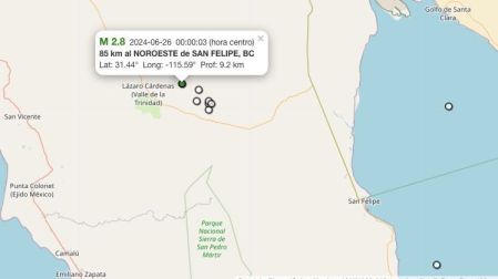 Sismo hoy 26 de junio de 2024 en San Felipe, Baja California