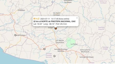 Temblor hoy 11 de julio de 2024 en Pinotepa Nacional, Oaxaca