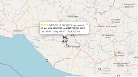 Mapa sismo hoy 13 de septiembre de 2023 en Ometepec, Guerrero