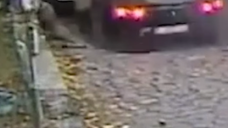 Madre e hijo cayendo en socavón, con automóvil/IG @dailymail