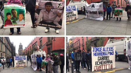 Protesta en Palacio Nacional por la muerte de 9 normalistas de Ayotzinapa