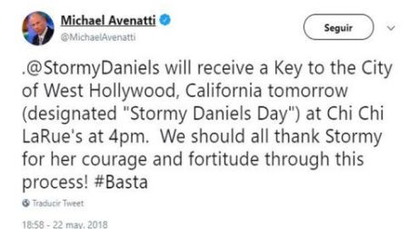 El abogado de la actriz porno, Michael Avenatti, dio a conocer la noticia (Foto: Twitter)