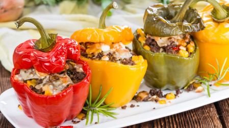 Receta de pimientos rellenos de carne gratinados