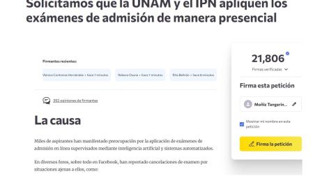 Examen de admisión a la UNAM en línea.