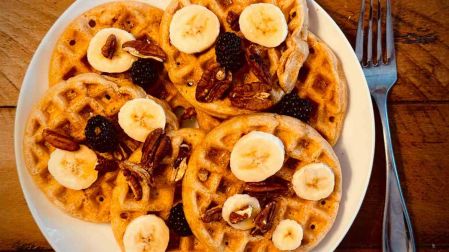 Receta de waffles de avena ligeros