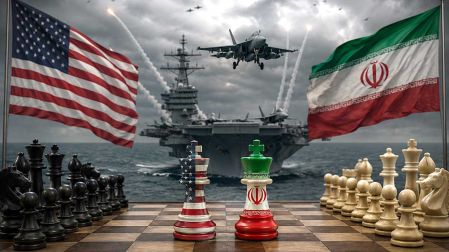 Ilustración sobre la guerra de Estados Unidos contra Irán.
