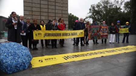 Activistas llegan a la Estela de Luz