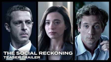 Every revolution begins with a reckoning.
The Social Reckoning, a companion piece to The Social Network, is coming exclusively to theatres October 9.
THE SOCIAL RECKONING
Dramatic Thriller
October 9, 2026
A companion piece to the hit film The Social Network, Sorkin’s original screenplay is based on the events that gave rise to the Wall Street Journal’s shocking exposé The Facebook Files. The film is inspired by the true story of how Frances Haugen (Madison), a young Facebook engineer, enlists the help of Jeff Horwitz (White), a Wall Street Journal reporter, to go on a dangerous journey that ends up blowing the whistle on the social network’s most guarded secrets.
Written and Directed by:
Aaron Sorkin
Produced by:
Todd Black, p.g.a.
Peter Rice, p.g.a.
Aaron Sorkin, p.g.a.
Stuart Besser, p.g.a.
Executive Producers:
Lauren Lohman
Roger McNamee
Ellen Goldsmith-Vein
Broderick Johnson
Andrew A. Kosove
Cast:
Mikey Madison
Jeremy Allen White
Wunmi Mosaku
Betty Gilpin
Billy Magnussen
with Bill Burr
and Jeremy Strong
Credits not final
This film is not yet rated by The Motion Picture Association. For future rating information, please visit www.filmratings.com.
#Sony #SonyPictures #Trailer #MovieTrailer #AaronSorkin #MikeyMadison #JeremyAllenWhite #WunmiMosaku #BettyGilpin #BillyMagnussen #BillBurr #JeremyStrong