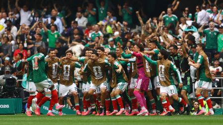 Julián Quiñones y la seleción mexicana celebrando el primer gol en el Mundial 2026