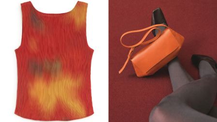 Un top estampado y un bolso naranja fueron las piezas estrella de su outfit.