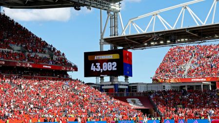 Las pantallas del Estadio de Toronto mostraron la asistencia al partido