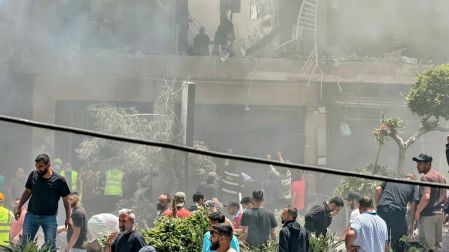 Imagen de los ataques en los suburbios del sur de Beirut