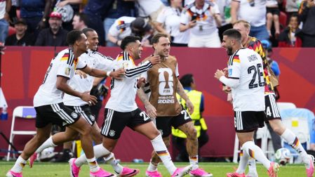 Jugadores de la Selección de Alemania celebrando la victoria