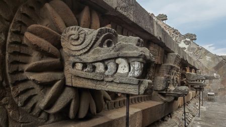 Detalle del Templo de la Serpiente Emplumada, en Teotihuacan.