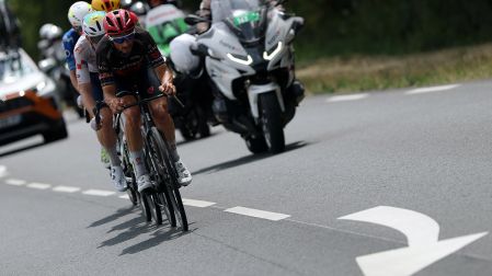 Los cuatro ciclistas de la fuga en la Etapa 11 del Tour de Francia 2026
