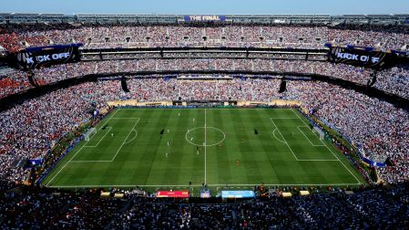 Soccer Football - FIFA World Cup 2026 - Final - Spain v Argentina - New York/New Jersey Stadium, East Rutherford, New Jersey, U.S. - July 19, 2026 General view of the action as Spain kicks off the second half IMAGN IMAGES via Reuters/Jon Durr