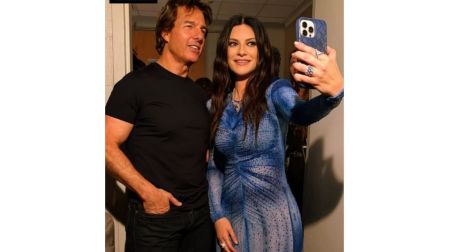 Laura Pausini y Tom Cruise en la Final del Mundial 2026