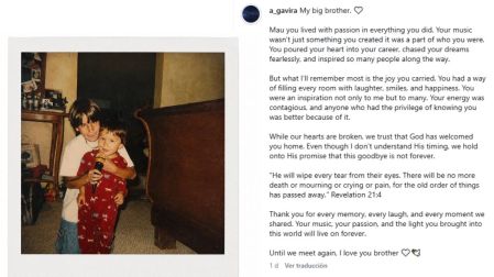Alejandro recordó la pasión y alegría de Mauro con una emotiva carta publicada en Instagram.