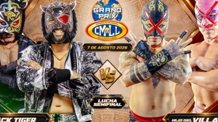 Black Tiger (9) y Black Tiger IV (Rocky Romero) vs. Hijo del Villano III y Villano III Jr