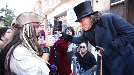Johnny Depp attends the Paramount Pictures San Diego Comic-Con Ebenezer Office Activation at 235 Fifth Ave. on July 23, 2026, in San Diego, California.