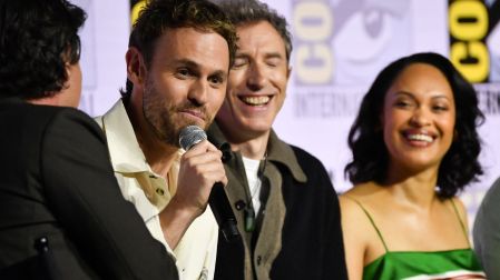 Australian actor Charlie Vickers speaks during Prime Videos The Lord of the Rings: The Rings of Power panel during Comic Con International in San Diego on July 24, 2026. (Photo by Chris DELMAS / AFP)