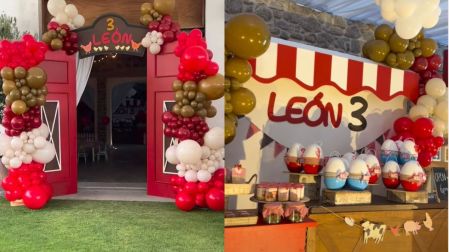 Carlos Rivera y Cynthia Rodríguez sorprendieron a su hijo León con una celebración inspirada en una granja.