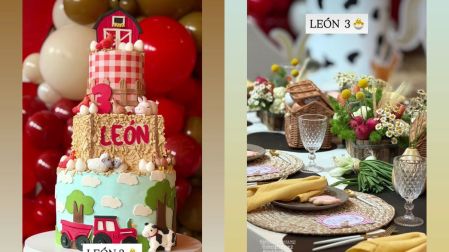 La fiesta de León estuvo llena de detalles personalizados, desde el pastel hasta las estaciones de dulces.
