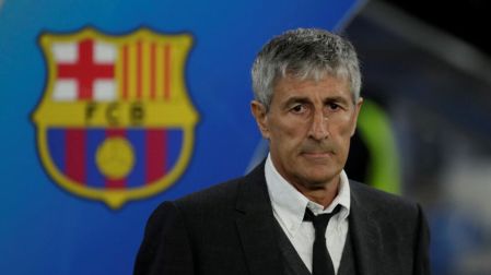 Quique Setién durante su etapa con el Barcelona
