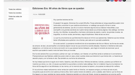 Ediciones Era niega cierre