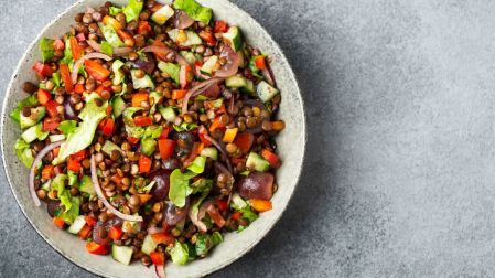 Ensalada de lentejas con vinagreta de aceite de oliva