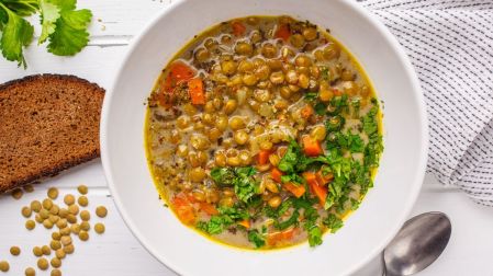 Ensalada de lentejas con vinagreta de aceite de oliva
