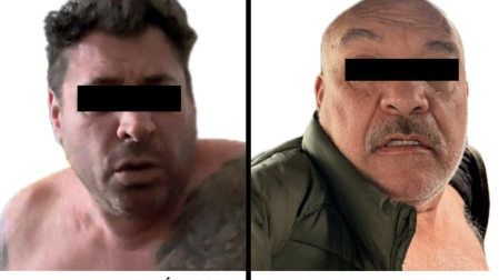 Diego Sebastián "N" y Gerardo "N", acusados del multihomicidio del tecladista de Camilo Séptimo, su familia y una empleada, fueron trasladados a la FAE en Toluca.