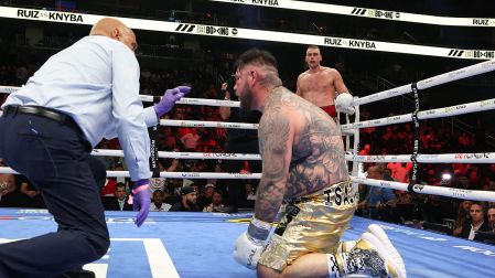 En el séptimo round, Andy Ruiz visitó la lona y lo “salvó la campana”