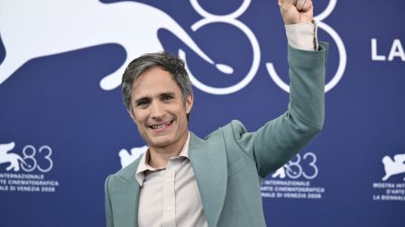 Mexican actor Gael Garcia Bernal attends the photocall of "Hombre al agua" presented in the Spotlight selection at the 83rd International Venice Film Festival, at Venice Lido on September 6, 2026. (Photo by Tiziana FABI / AFP)