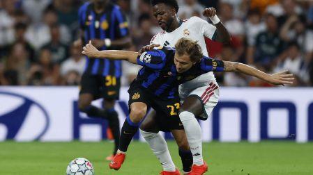 Vinicius en el partido entre Real Madrid vs Inter de Champions