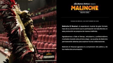 Las cuentas oficiales de Malinche confirmaron que su participación fue pospuesta de manera indefinida y agradecieron su profesionalismo durante la primera etapa del proyecto.