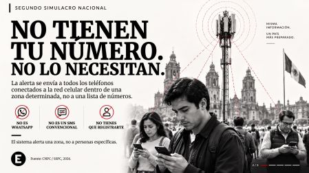 Personas reciben una alerta celular transmitida por antenas a los dispositivos ubicados dentro de una zona geográfica.