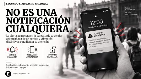 Teléfono muestra una Alerta Máxima por Sismo acompañada de señales visuales de sonido y vibración.