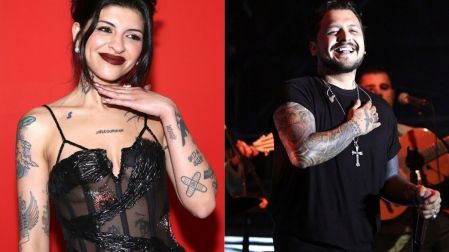 Cazzu y Christian Nodal aparecen en una imagen dividida durante distintos eventos públicos.