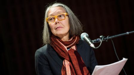 Canadian poet Anne Carson performs her work "Antigonick" at the Moderna Museet art gallery in Stockholm, Sweden, on May 8, 2015. Photo: Pontus Lundahl / TT This text is auto translated